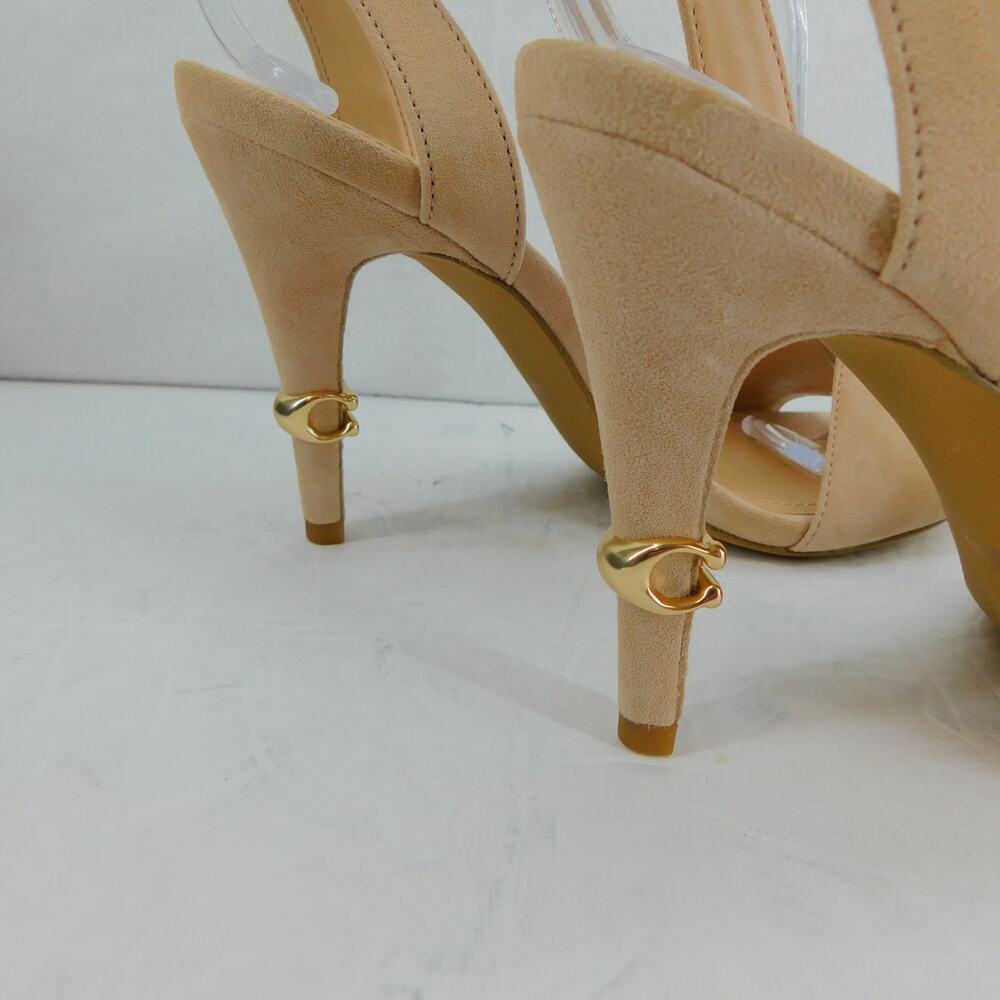 Coach Women's Regina Ankle Strap Sandals Beechwood Suede Heels Size 7 New - Picture 6 of 12